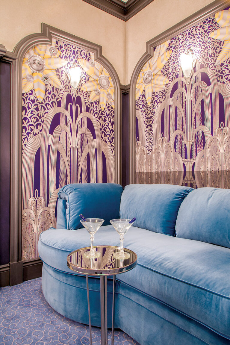 The perfect spot for the perfect martini, an Art Deco-style bar in a lower-level space tells its own story. INTERIOR DESIGN: Sroka Design Incorporated PHOTOGRAPHY: Geoffrey Hodgdon