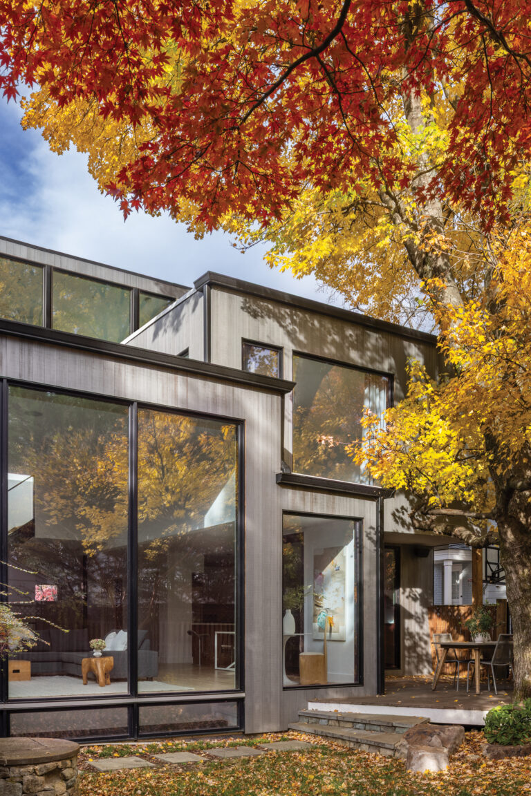 Staggered massing in a Chevy Chase renovation and addition allowed mature, existing trees to be preserved during construction.