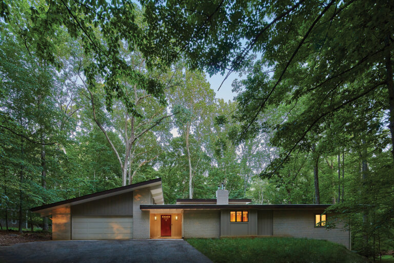 A mid-century makeover entailed moving the front entry, adding on a garage/workshop and building a clerestory pop-up addition to increase interior volume and light. ARCHITECTURE: CARNEMRK design. + build PHOTOGRAPHY: Anice Hoachlander