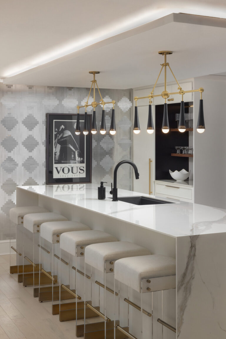 This kitchen serves the movie room, game room, and hang out area located in the basement.ARCHITECTURE: The Drawing Board, Inc. PHOTOGRAPHY: Jenn Vierrier