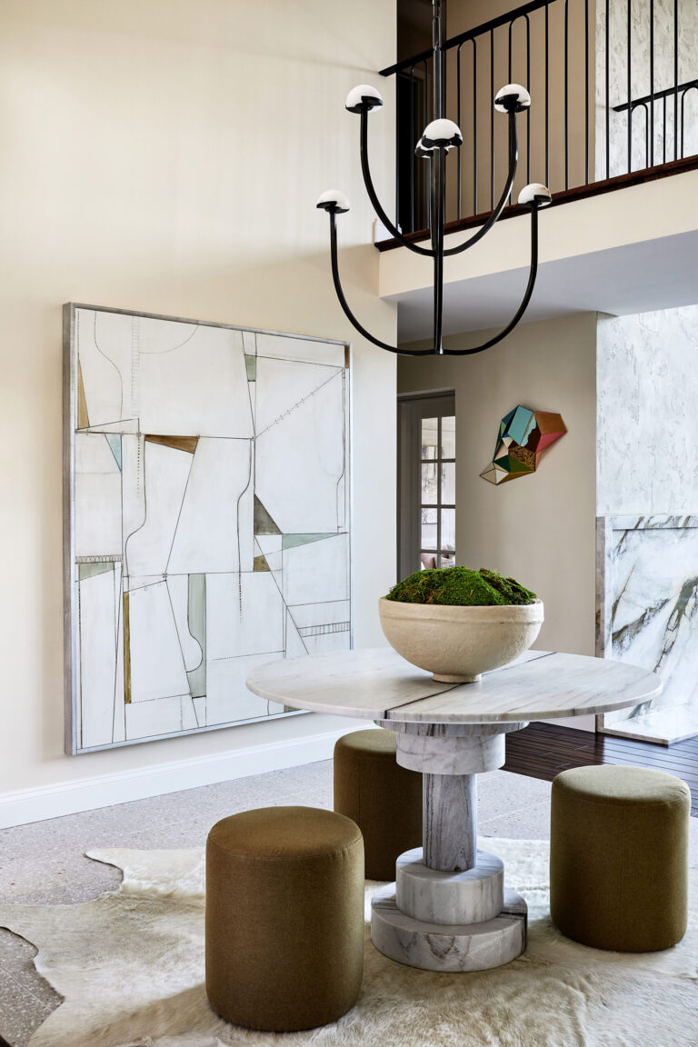 Greeting you as you enter the home, a decorative display sets the tone for the rest of the house.ARCHITECTURE: The Drawing Board, Inc. PHOTOGRAPHY: Stacey Goldberg