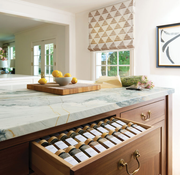 Thoughtful details enhance a bespoke kitchen in Bethesda. 